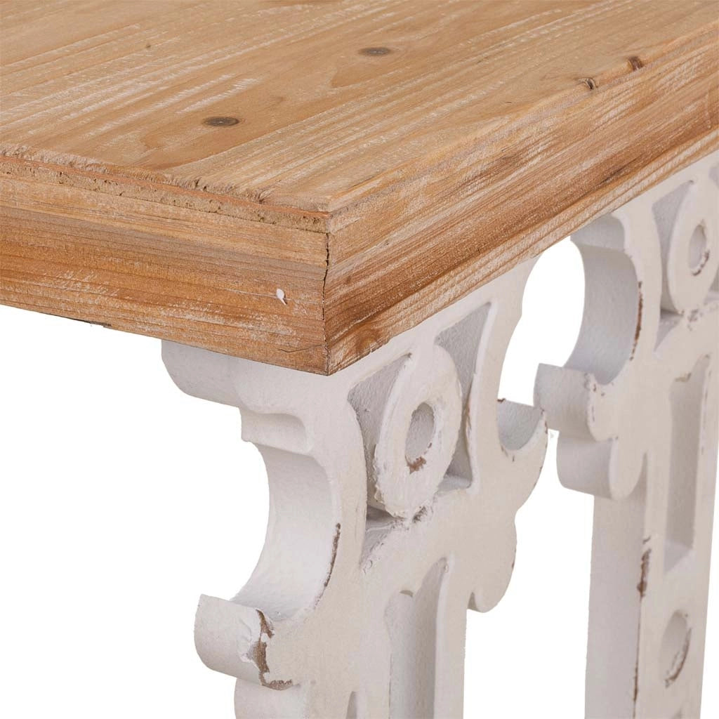 Mobile da ingresso in legno intagliato bianco 81x30x82h