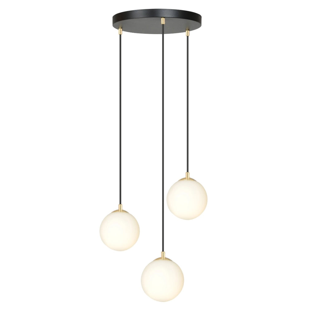 Lampadario Emibig Royal 3 luci E14 vetro bianco oro
