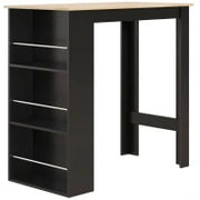 Tavolo Alto da Bar con 3 Ripiani, Struttura in Legno, Stile Moderno 112x57x106 cm Nero e Naturale