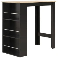 Tavolo Alto da Bar con 3 Ripiani, Struttura in Legno, Stile Moderno 112x57x106 cm Nero e Naturale