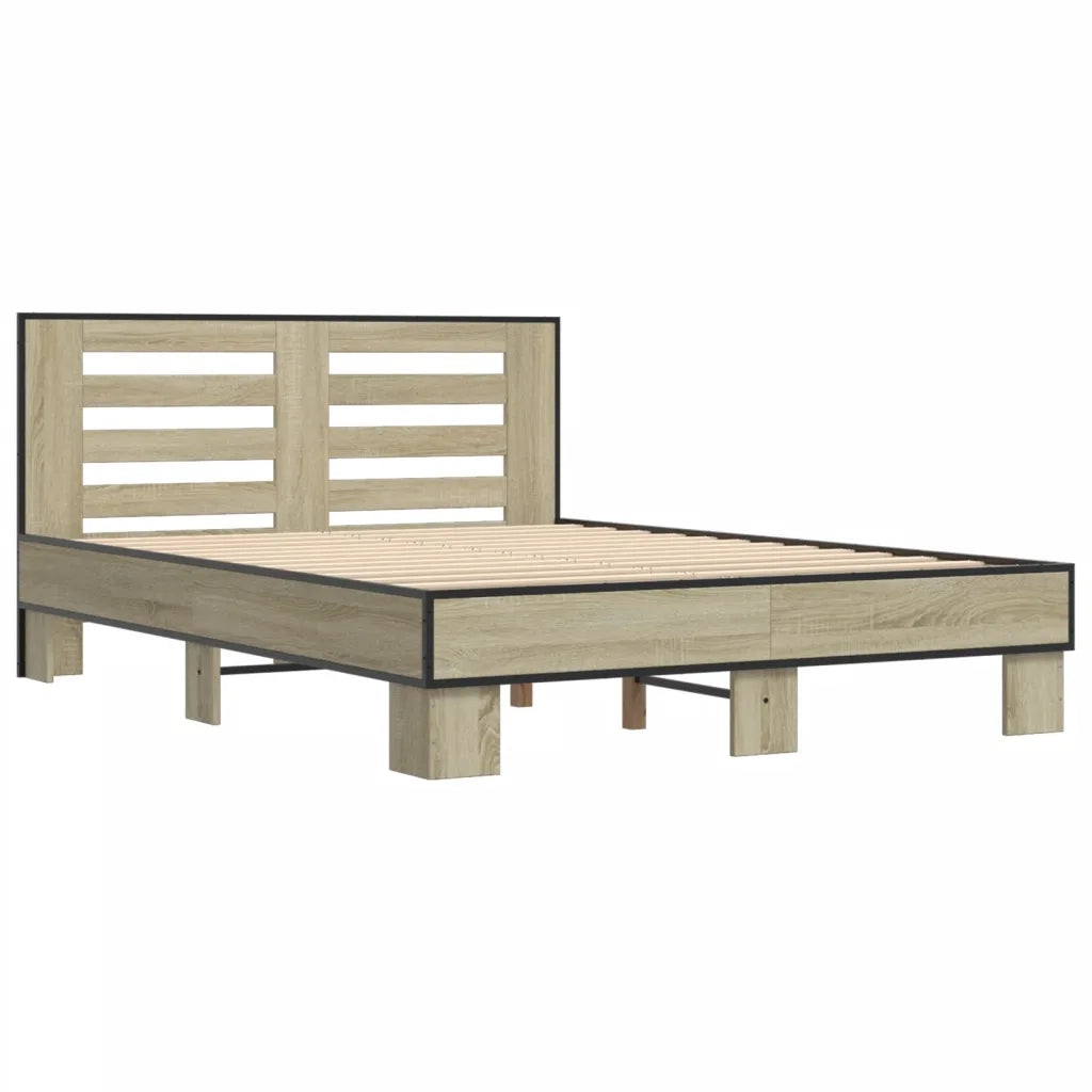 Giroletto-Struttura Letto Rovere Sonoma 120x200 cm in Legno Multistrato Metallo 909768