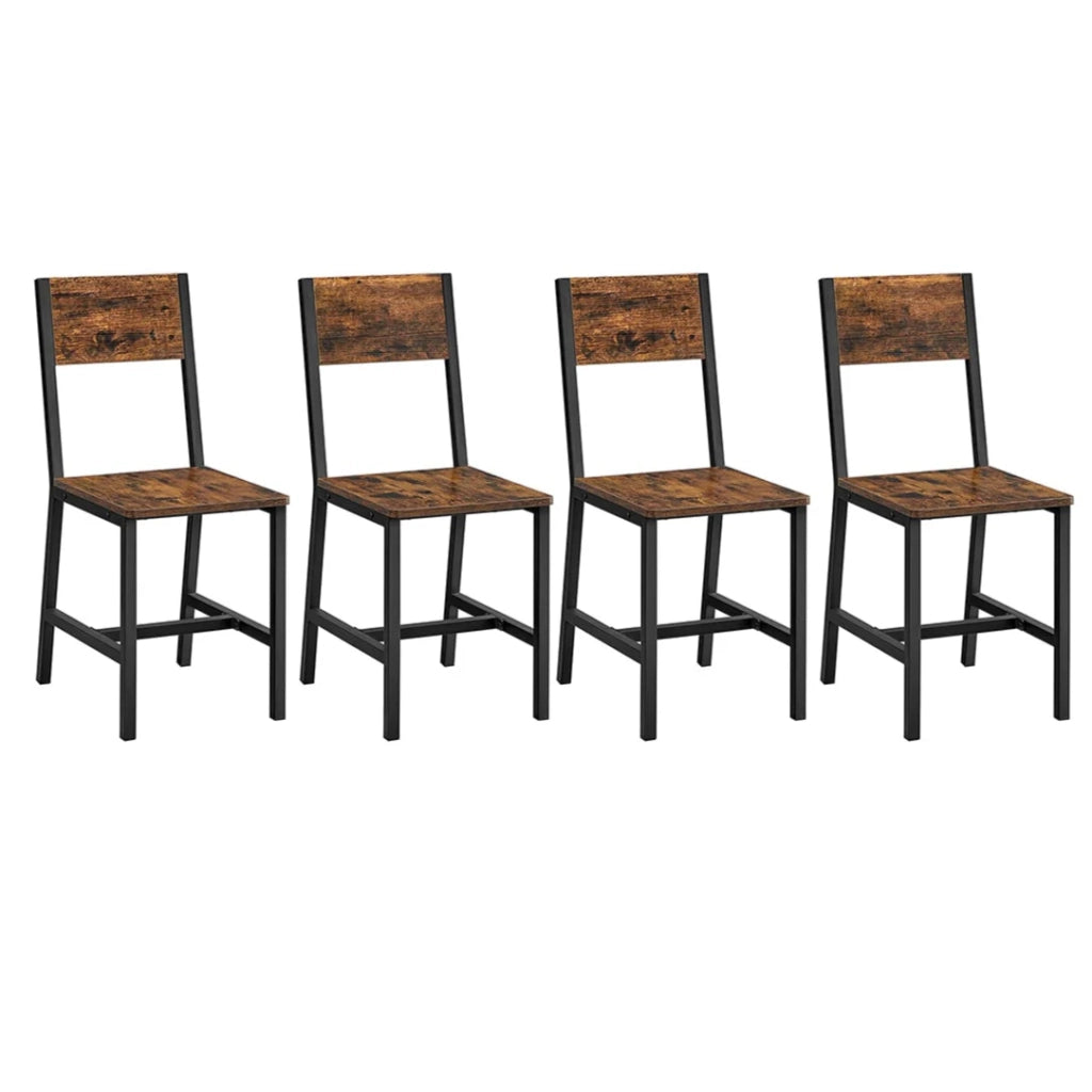 Sedia da pranzo set da 2 posti struttura in acciaio in stile industriale per sala da pranzo soggiorno cucina marrone rustico e nero 12_0004931