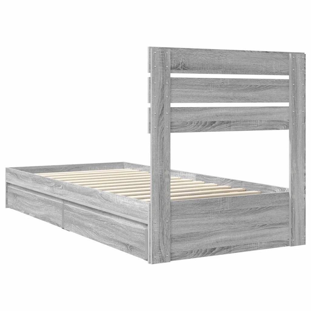 Letto con Contenitore con testiera Grigio Sonoma 90 x 200 cm