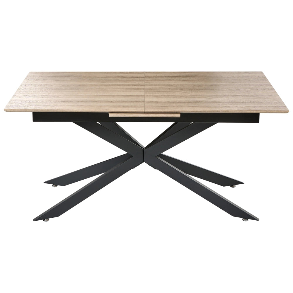 Tavolo da pranzo marrone chiaro con piano in MDF impiallacciato carta 160/200 x 90 cm Gambe in ferro Allungabile Rettangolare