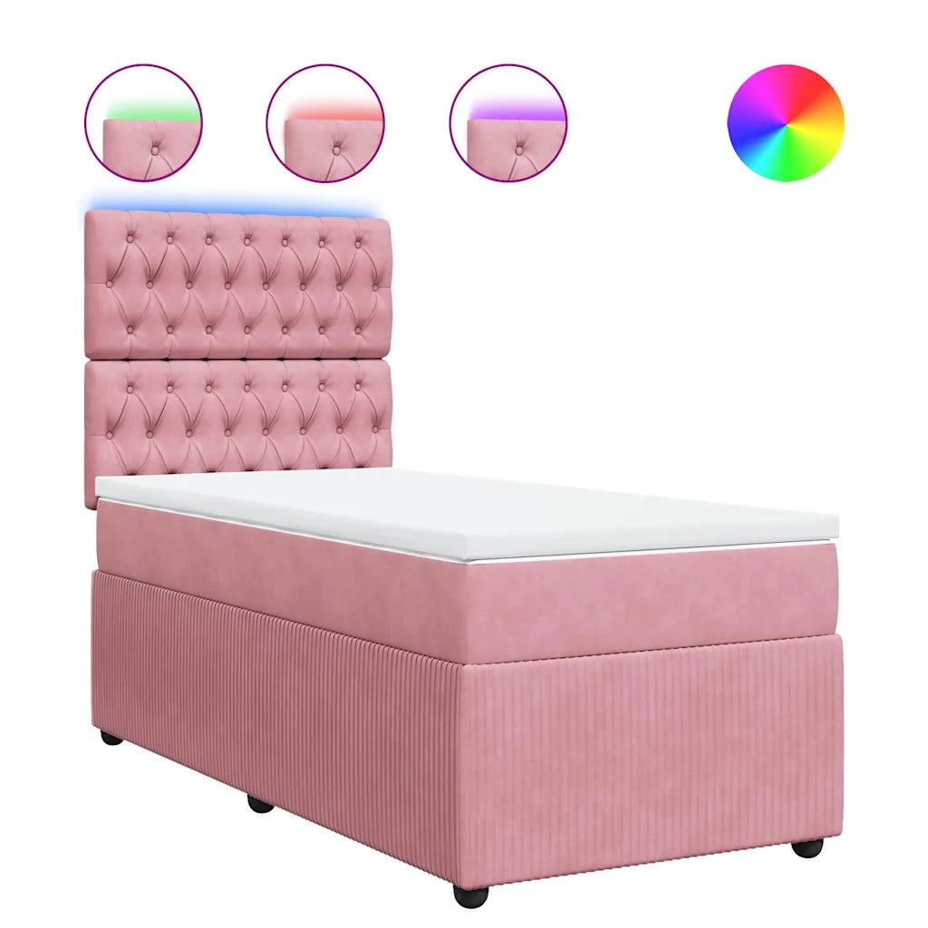 Giroletto a Molle con Materasso Rosa 90x200 cm in Velluto