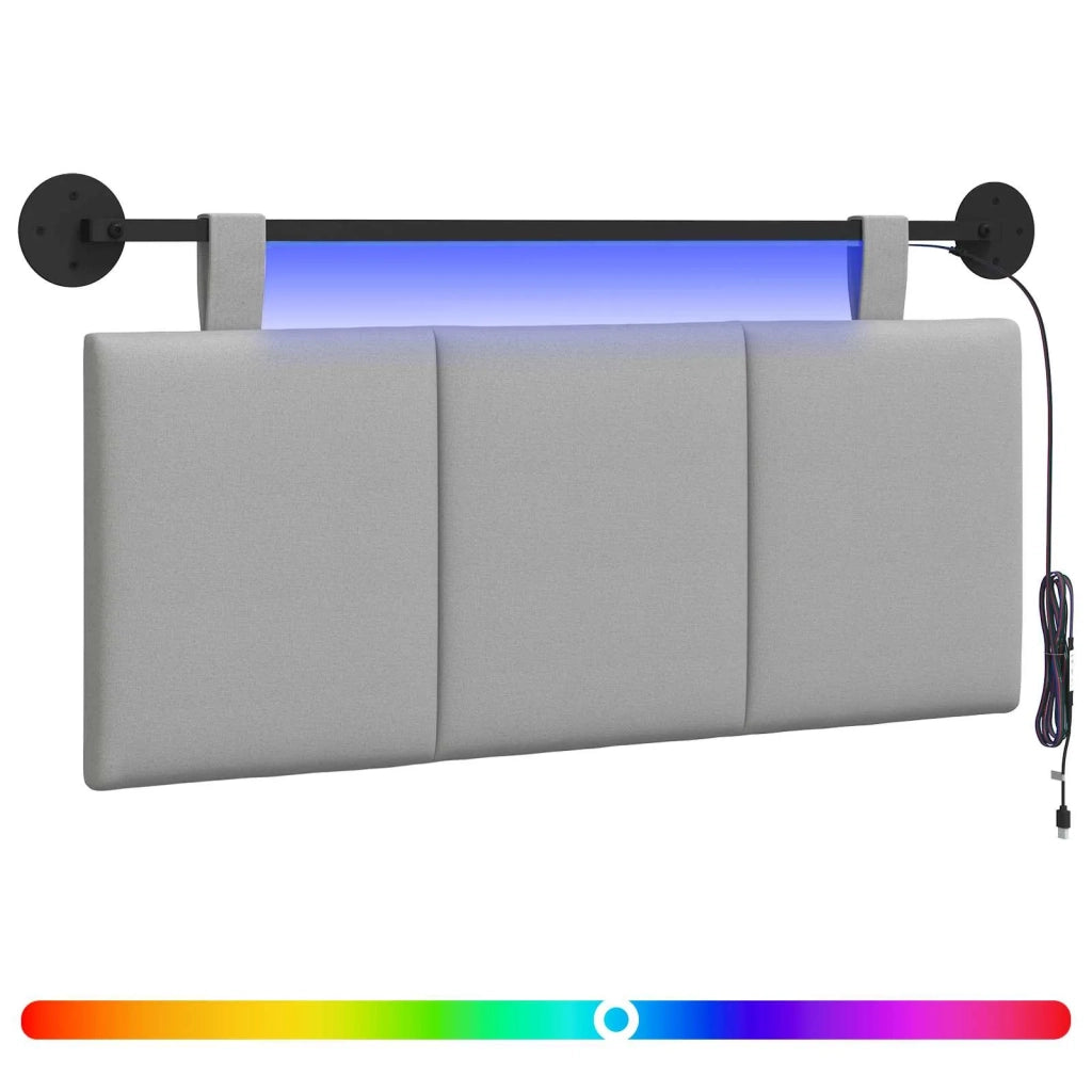 Testiera sospesa Con luce LED Grigio Nuvola Tessuto