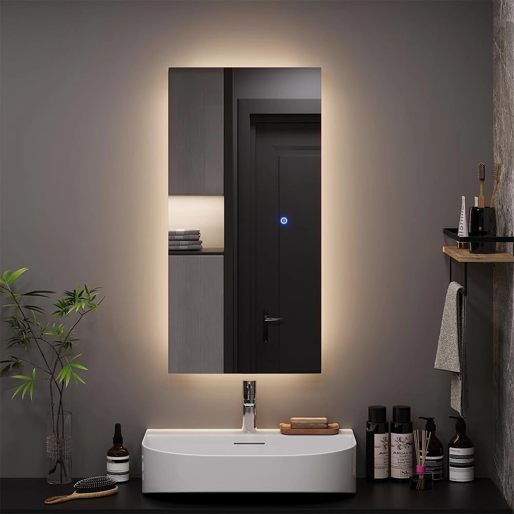 Specchio bagno Miral, Vetro, 80 x 40 cm con retroilluminazione, per montaggio a parete con illuminazione LED integrata