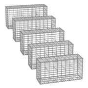 Set di 5 gabbioni per pietre gabbia metallica cestino per pietre maglia 5 x 10 cm zincato muro decorazione da giardino 100 x 50 x 30 cm grigio 12_0005964