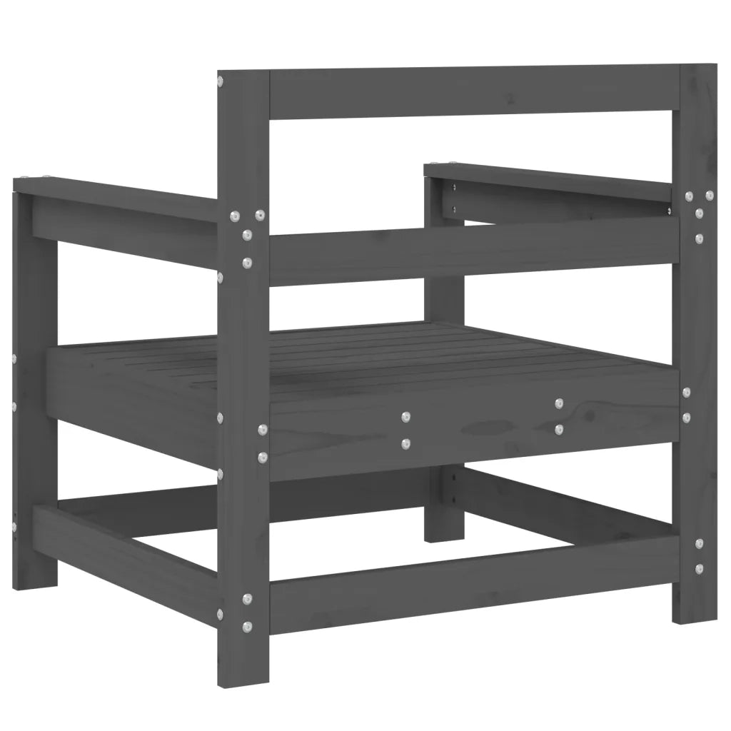 Sedia da patio-Sedie da Giardino 2pz Grigie in Legno Massello Pino 998927
