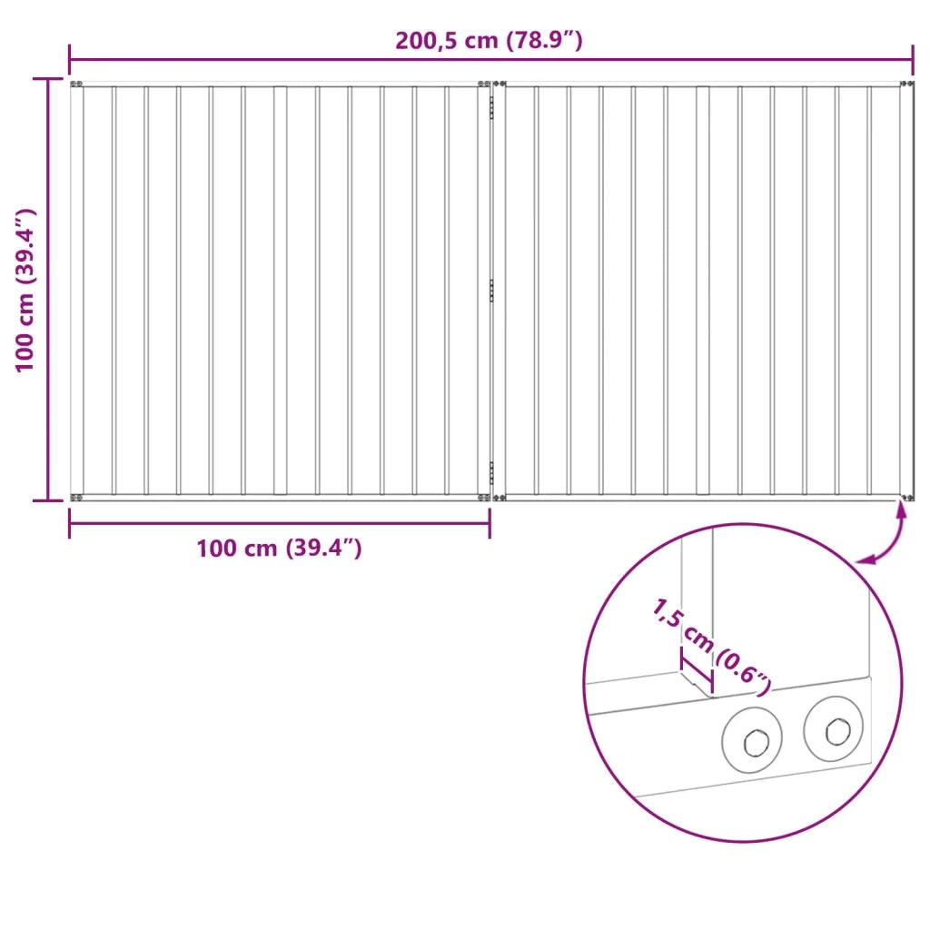 Cancello per cani 2 pcs Nero 100 x 100 cm Acciaio zincato 891989