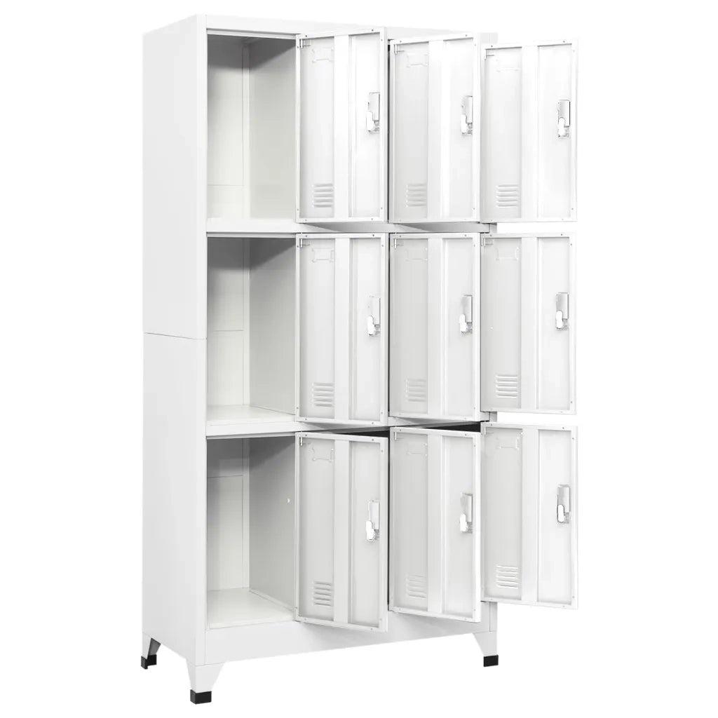 Armadietto con 9 scomparti per spogliatoio ufficio 90 x 45 x 180 cm acciaio grigio 02_0045824