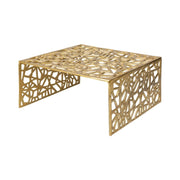 Tavolino basso METRIX quadrato 60 cm – Tavolino basso design in alluminio dorato con motivi geometrici