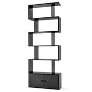 Libreria a scaletta 70 x 23 x 183 cm con mobile dal design geometrico moderno in legno nero 20_0010757