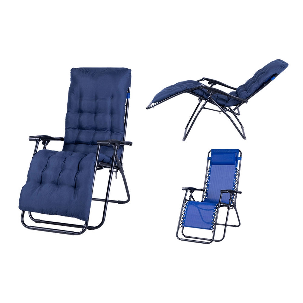 Sedia Sdraio da Esterno Giardino Elegante con Imbottitura Colore: Blu