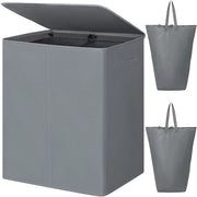 Lavatrice 154L con coperchio, lavatrice a doppio scomparto con coperchio e 2 sacchi di lavaggio, separatore di bucato grande XXXL per camera da letto, bagno, armadio, università (grigio)