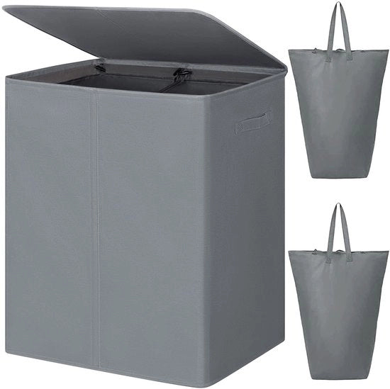 Lavatrice 154L con coperchio, lavatrice a doppio scomparto con coperchio e 2 sacchi di lavaggio, separatore di bucato grande XXXL per camera da letto, bagno, armadio, università (grigio)