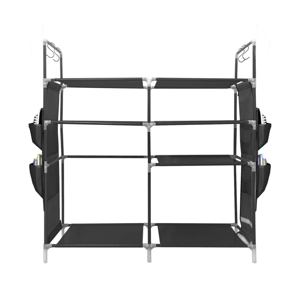 Scarpiera componibile in metallo Nyana Home fino a 21 paia 95x90x27cm, 4 tasche laterali, 4 altezze Nero.