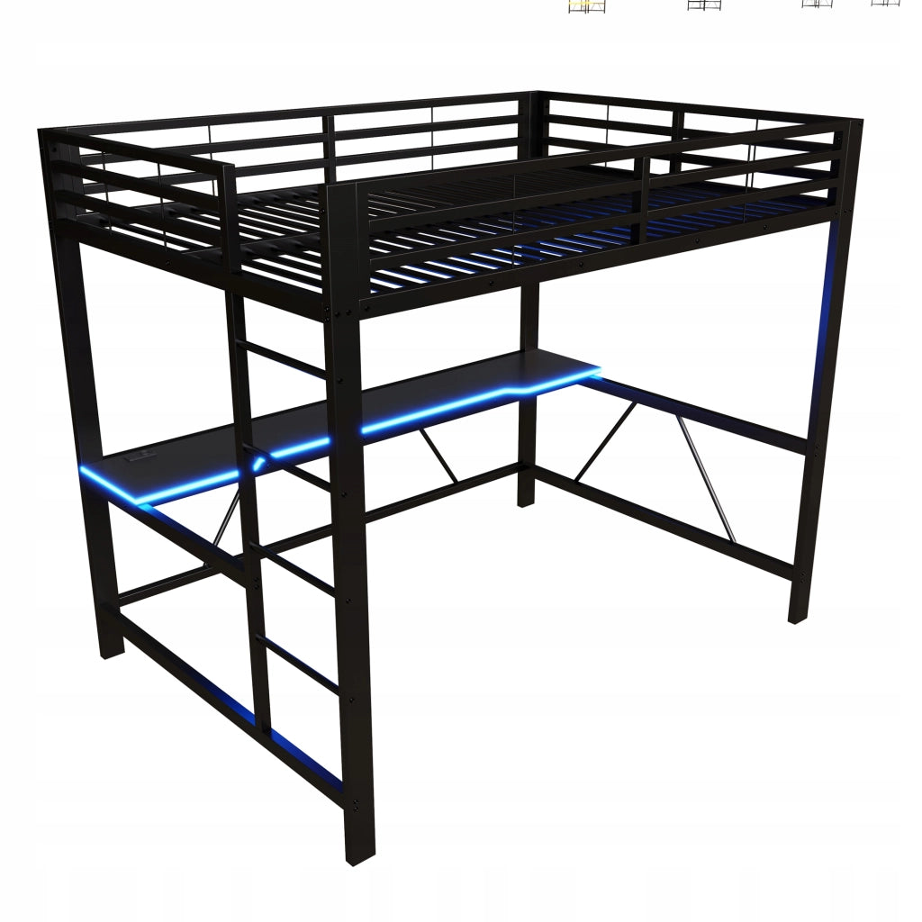 Letto da gaming in metallo - Xylo - 140x200 - Nero - LED USB