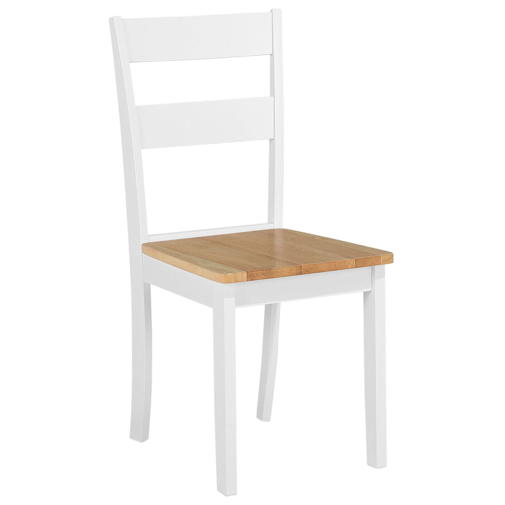 Set di 2 sedie da pranzo in stile cottage con schienale a doghe in legno di gomma bianco e chiaro