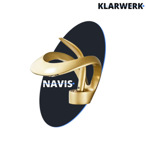 NAVIS | Rubinetto da bagno a cascata di design oro opaco | Elegante in acciaio inossidabile premium per lavelli | Miscelatore hotel 2 attacchi