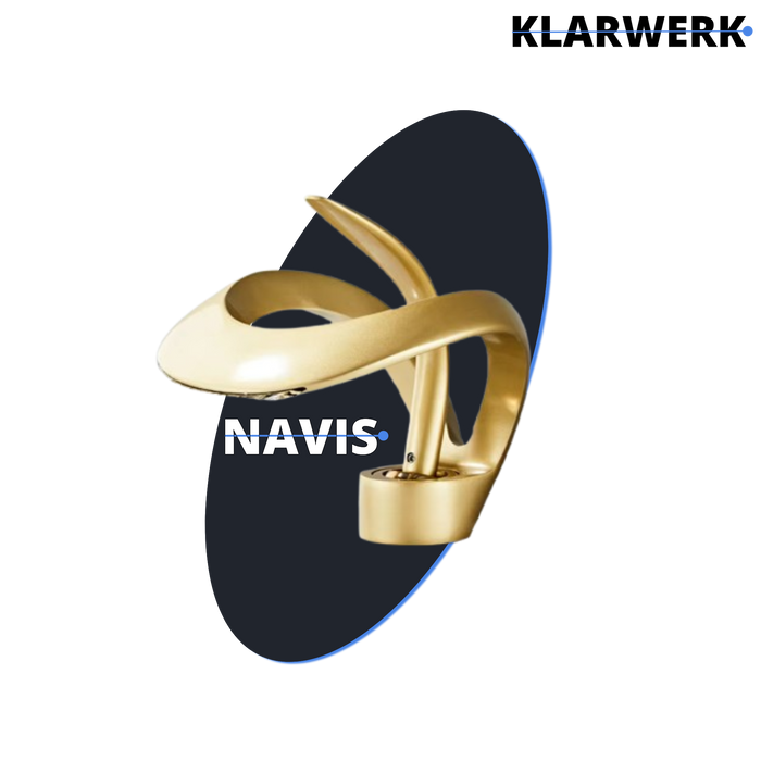 NAVIS | Rubinetto da bagno a cascata di design oro opaco | Elegante in acciaio inossidabile premium per lavelli | Miscelatore hotel 2 attacchi