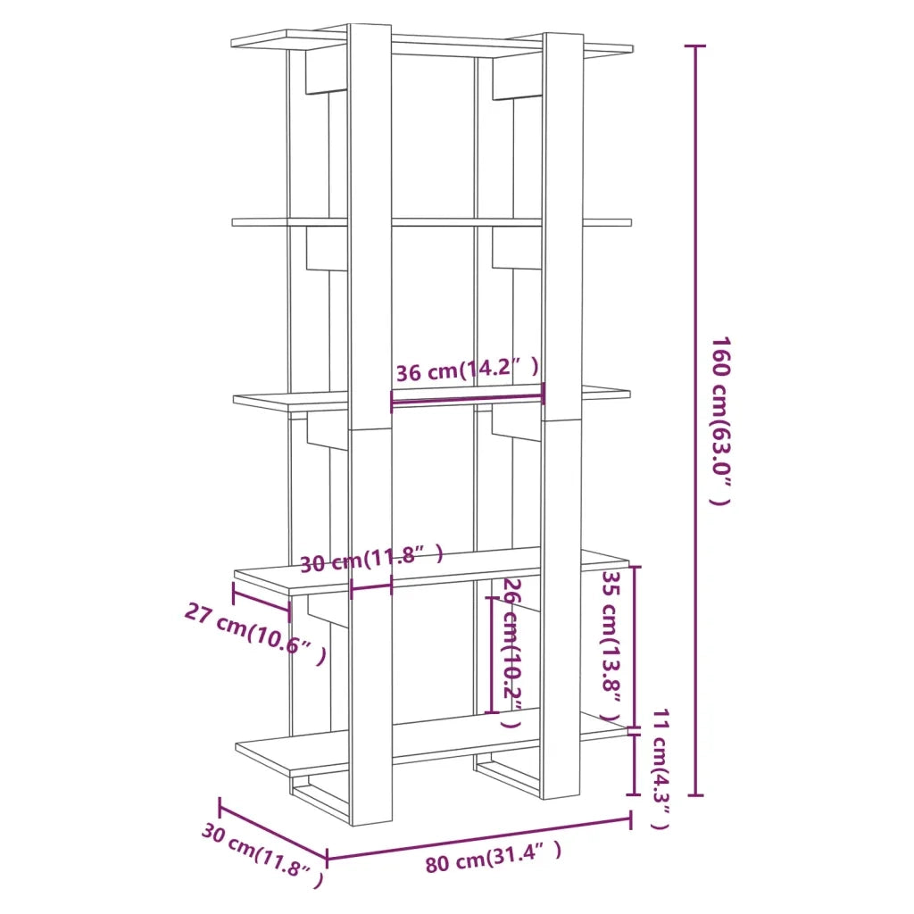 Libreria/Divisorio Grigio Sonoma 80x30x160 cm in Truciolato 813573