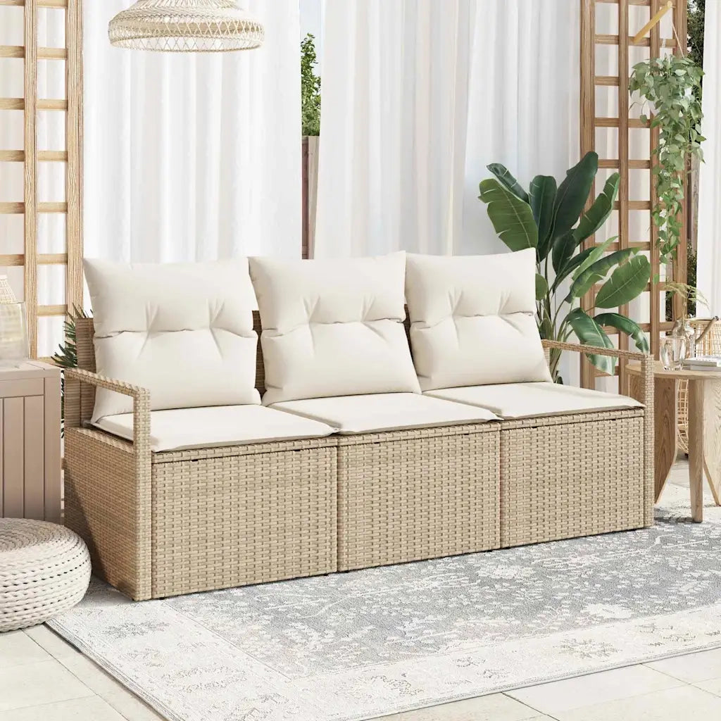 Set di divani 3 pcs Beige polyrattan