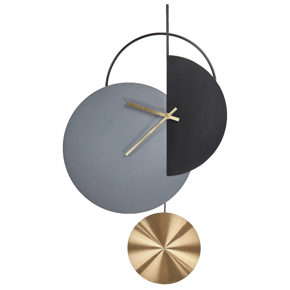 Orologio da parete in acciaio grigio e nero 32 x 60 cm Design moderno minimalista decorativo a pendolo senza numeri Arredamento per il soggiorno