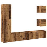Set Mobile TV 5 pz | Armadietto TV | Mobile Porta TV Montato a Parete Legno Antico in Truciolato