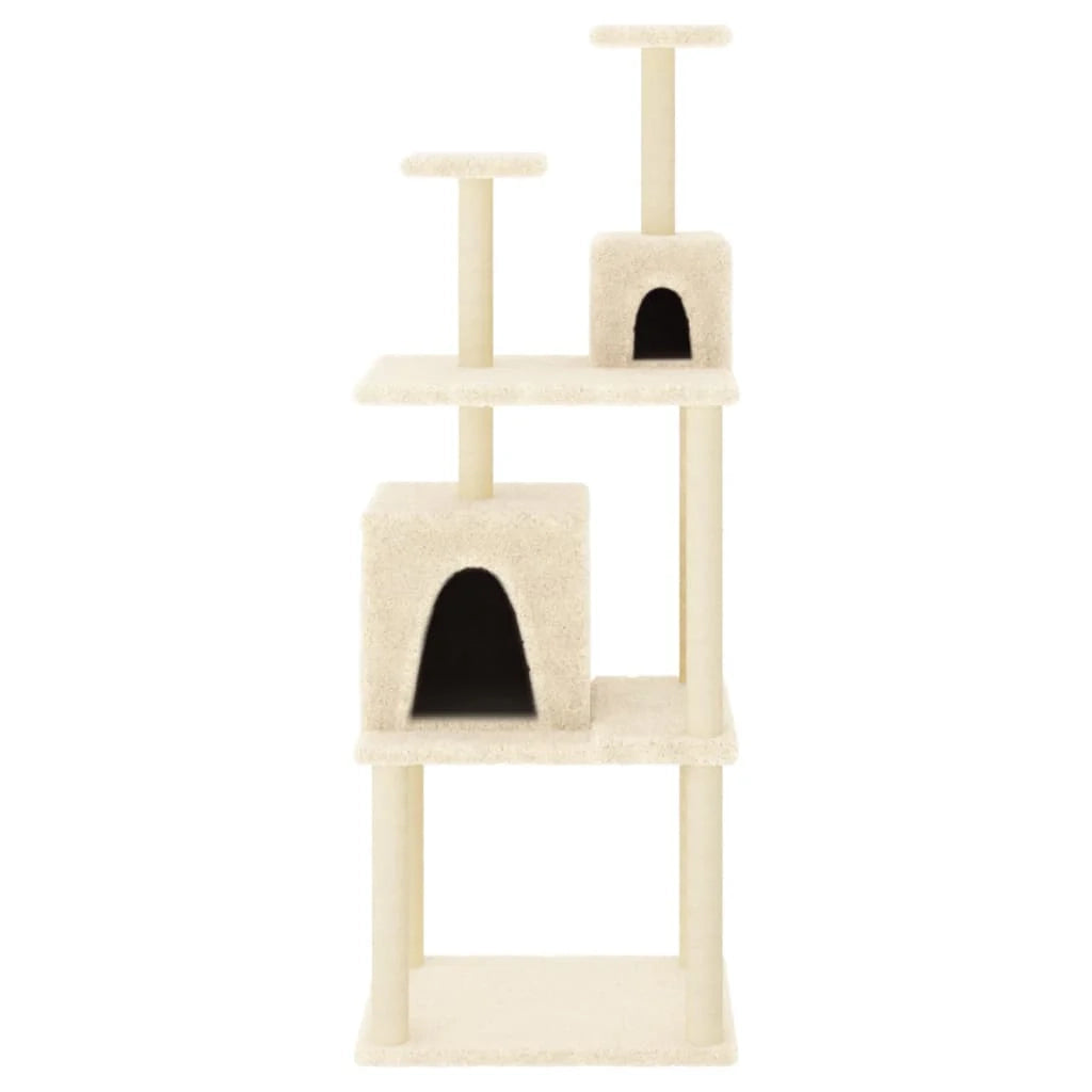 Tiragraffi per gatti torre per arrampicata giocattolo piattaforma per arrampicata con tiragraffi in sisal 167 cm crema 02_0022494