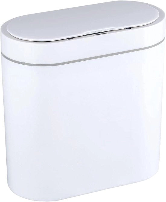Cestino da Camera con Coperchio 9,5 Litri Sensore di Movimento Idrorepellente 2,5 Galloni Fondo Sottile Bianco