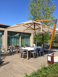 Ombrellone da Giardino Decentrato 2,5x3,5m in Legno Telo in Acrilico Danieli Tokio Ecrù