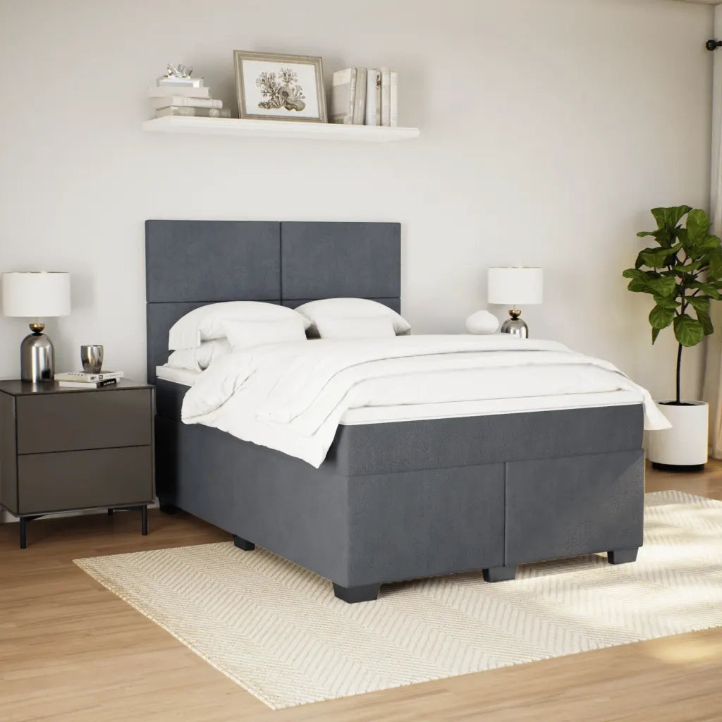 Giroletto a Molle con Materasso Grigio Scuro 140x190 cm Velluto 3293201
