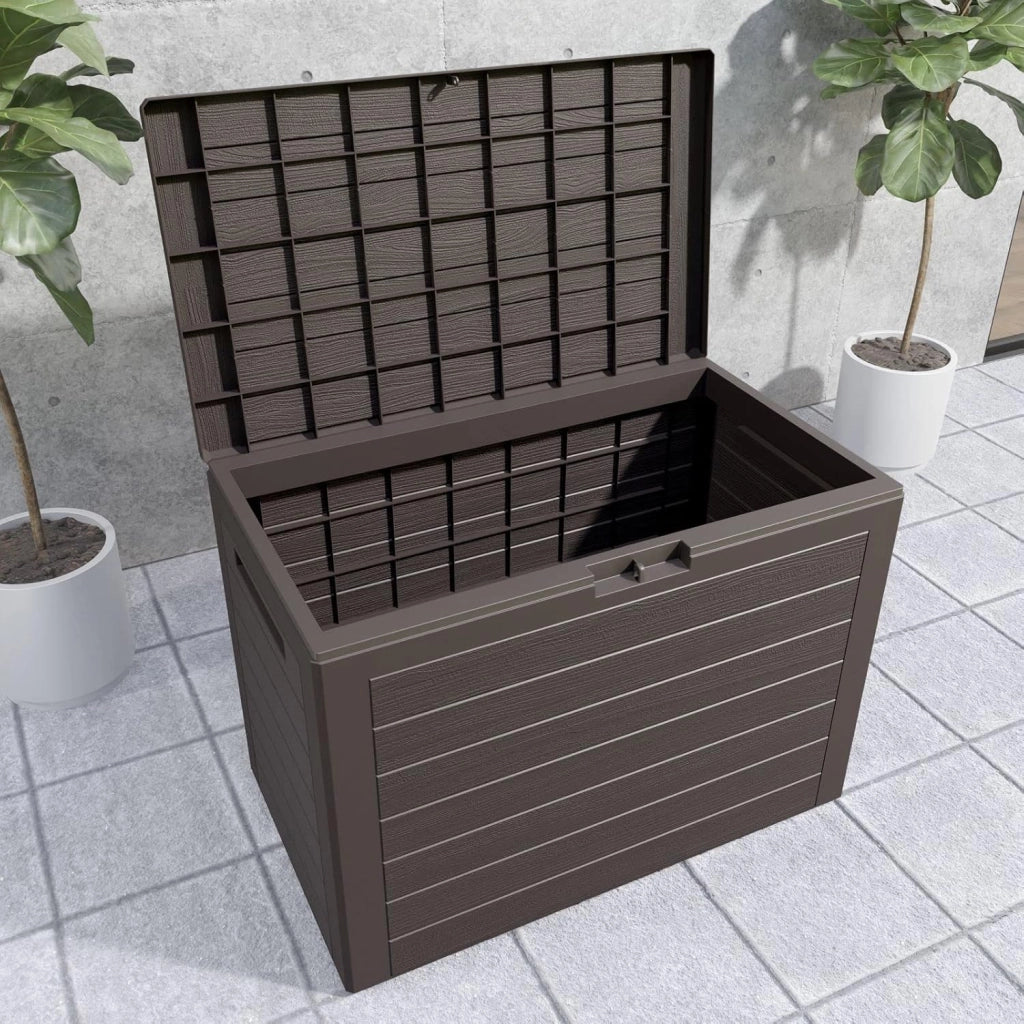 ® Baule da Giardino Lille 190 L Effetto Legno Orgenizer Box Giocattoli 78x44x55cm Multibox Impermeabile Esterni