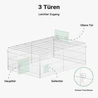 Recinto per piccoli animali 183 x 122 x 60 cm con telo parasole recinzione per conigli e lepri