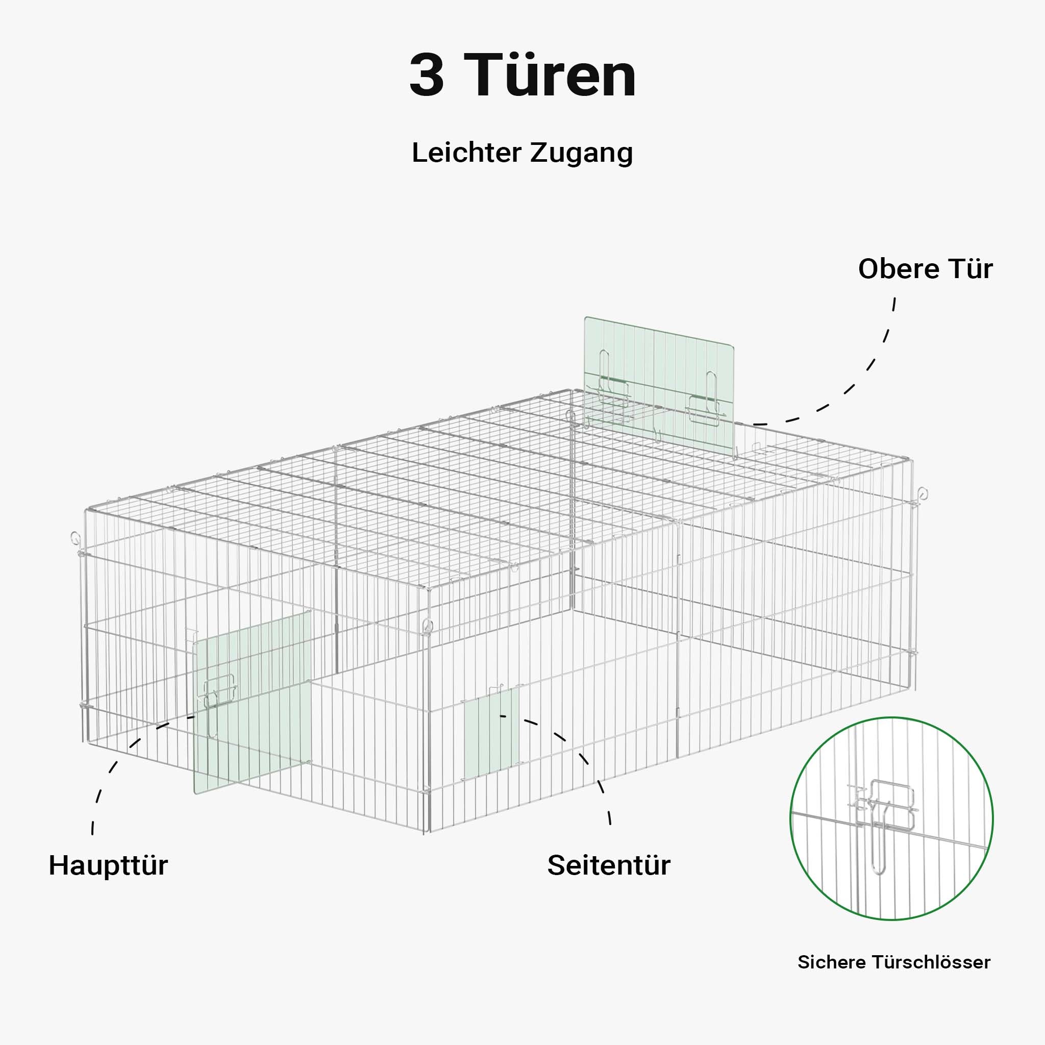 Recinto per piccoli animali 183 x 122 x 60 cm con telo parasole recinzione per conigli e lepri