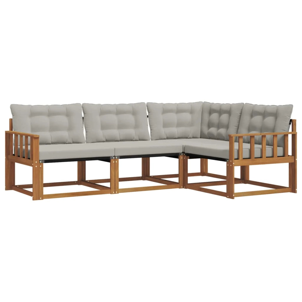 Set di divani da esterno 4 pcs Grigio Naturale e Chiaro 3369406