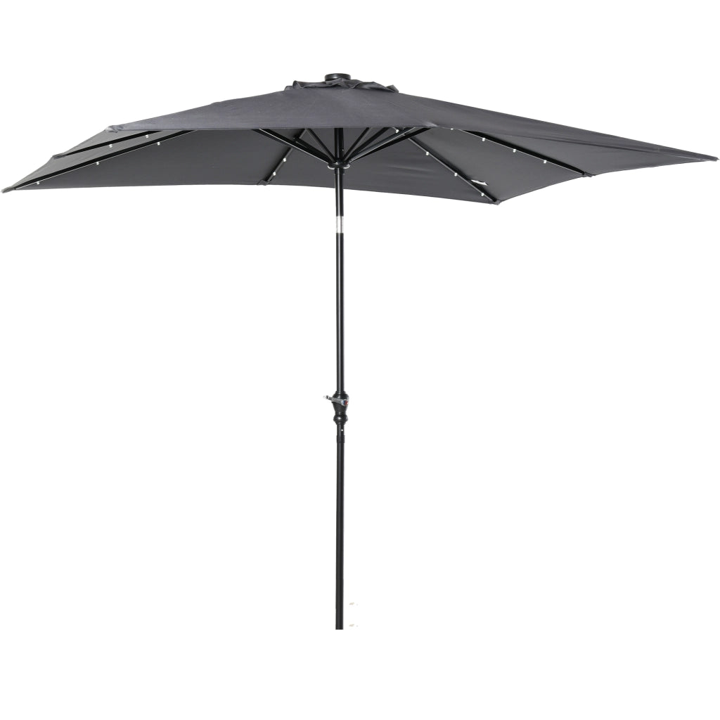 Parasole rettangolare da giardino 3x2m ¨C zephmum ¨C grigio inclinabile con LED solare