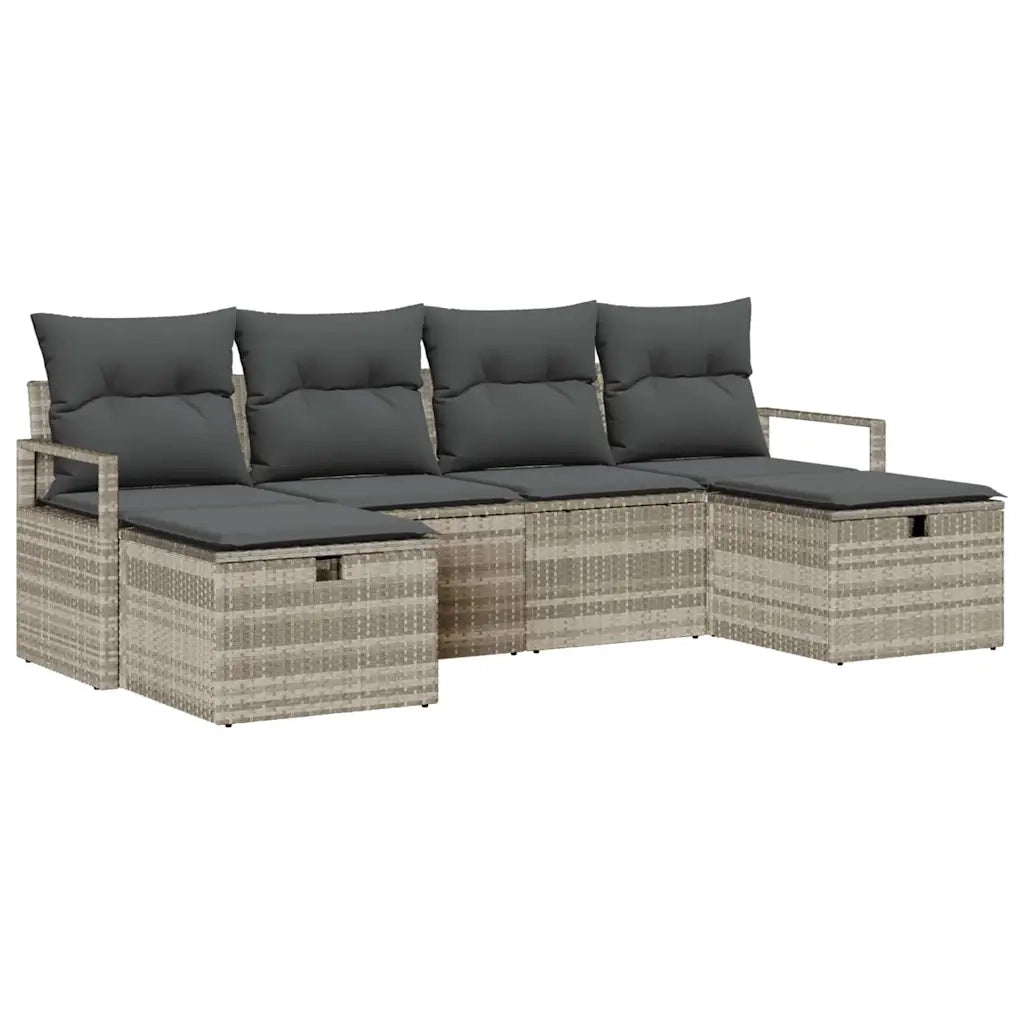 Set di divani con cuscino 6 pcs Grigio chiaro polyrattan 3359221