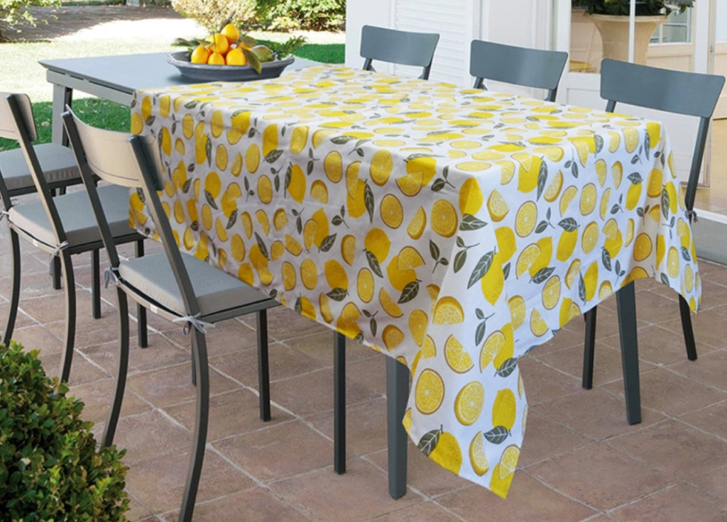 Tovaglia Per Salotto Cucina Tavolo 100% Cotone Made In Italy Lemon RP - 140x240 - Lemon