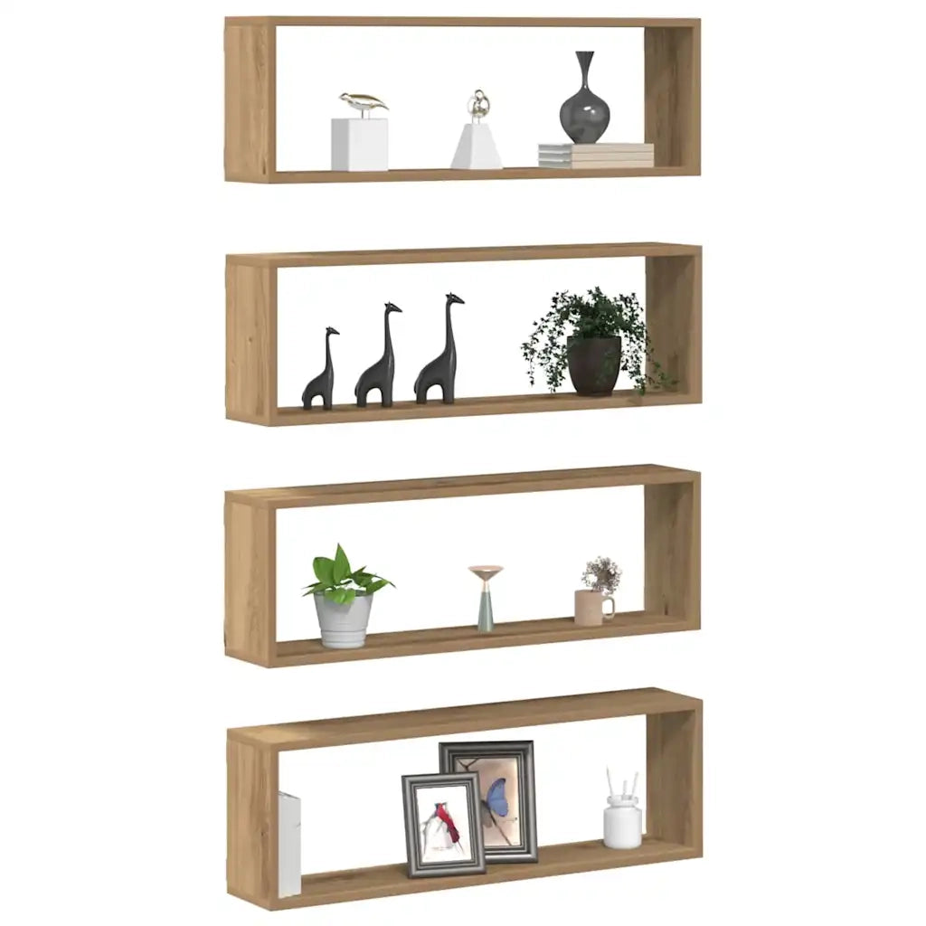 Scaffali da parete 4 pcs Rovere Artigianale 80 x 15 x 26 cm 862642