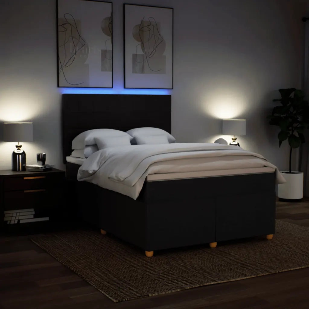 vidaXL Giroletto a Molle con Materasso Nero 160x200 cm in Tessuto