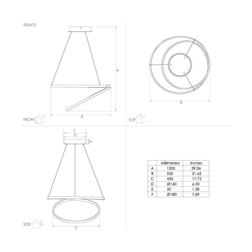 Lampadario Moderno Ruotale Led Alluminio Nero