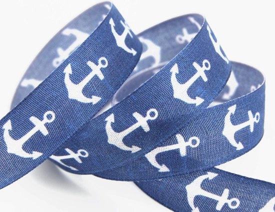 Decorativo laccio marittimo - 20 m x 25 mm - laccio blu per regali e decorazione da tavola