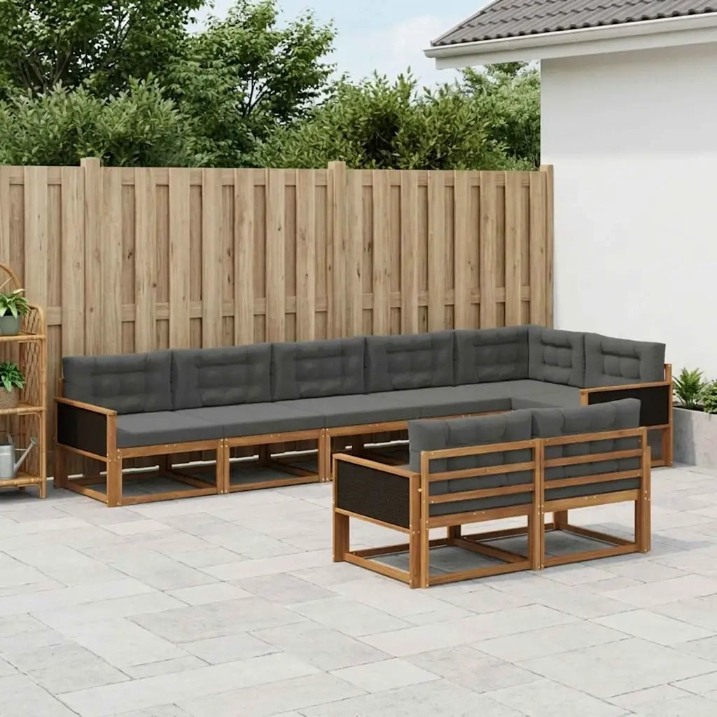 Set di divani da esterno con cuscino 8 pcs Naturale e Antracite 3382655