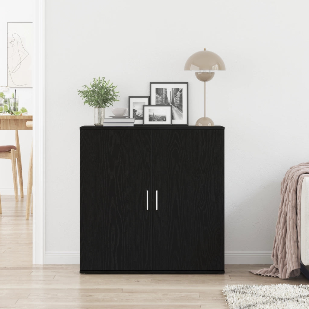 Credenza Rovere Nero 79x38x80 cm Legno Ingegnerizzato