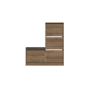 Scarpiera "Dude" con seduta in legno - 105 x 26 x 118 cm - Marrone