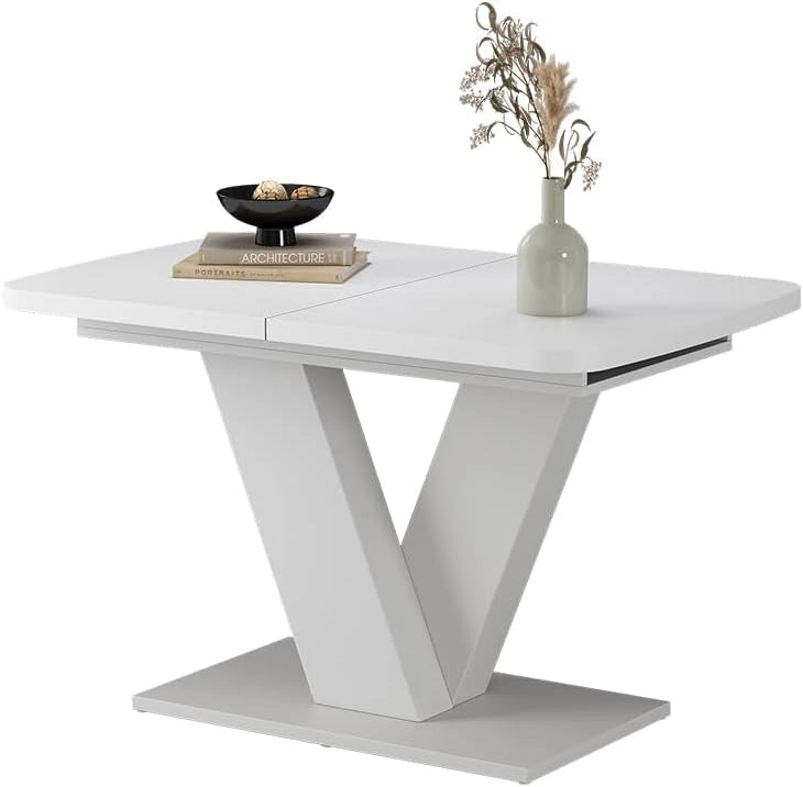 tavolo da pranzo allungabile Fenaro, Bianco, 120 x 80 cm 2 parti, con estrazione sincronizzata per lunghezza variabile del tavolo
