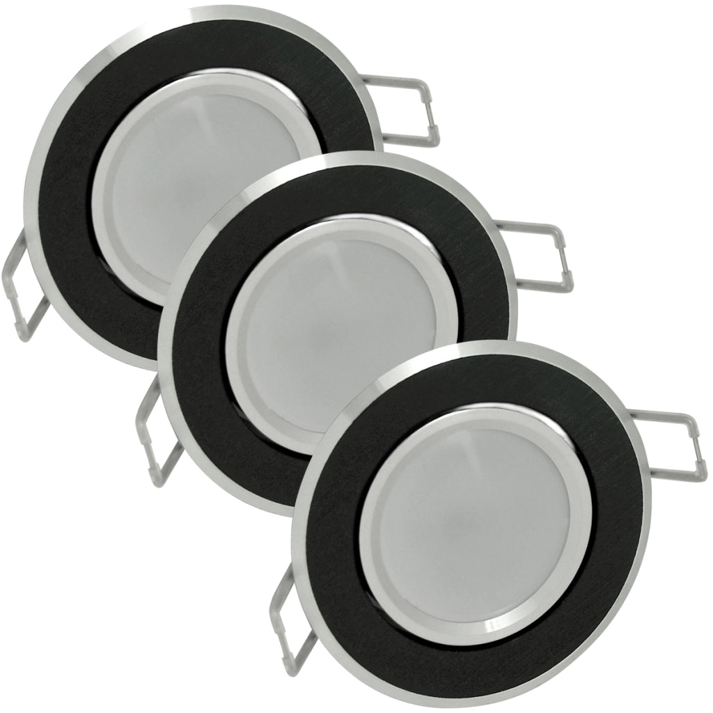 Set 3 faretti LED incasso tondi neri GU10 Polux OLAL