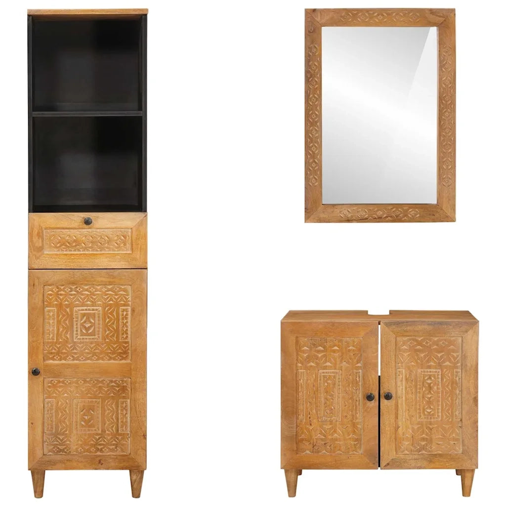 vidaXL Set di mobili per il bagno 3 pcs Marrone 38 x 33 x 160 cm